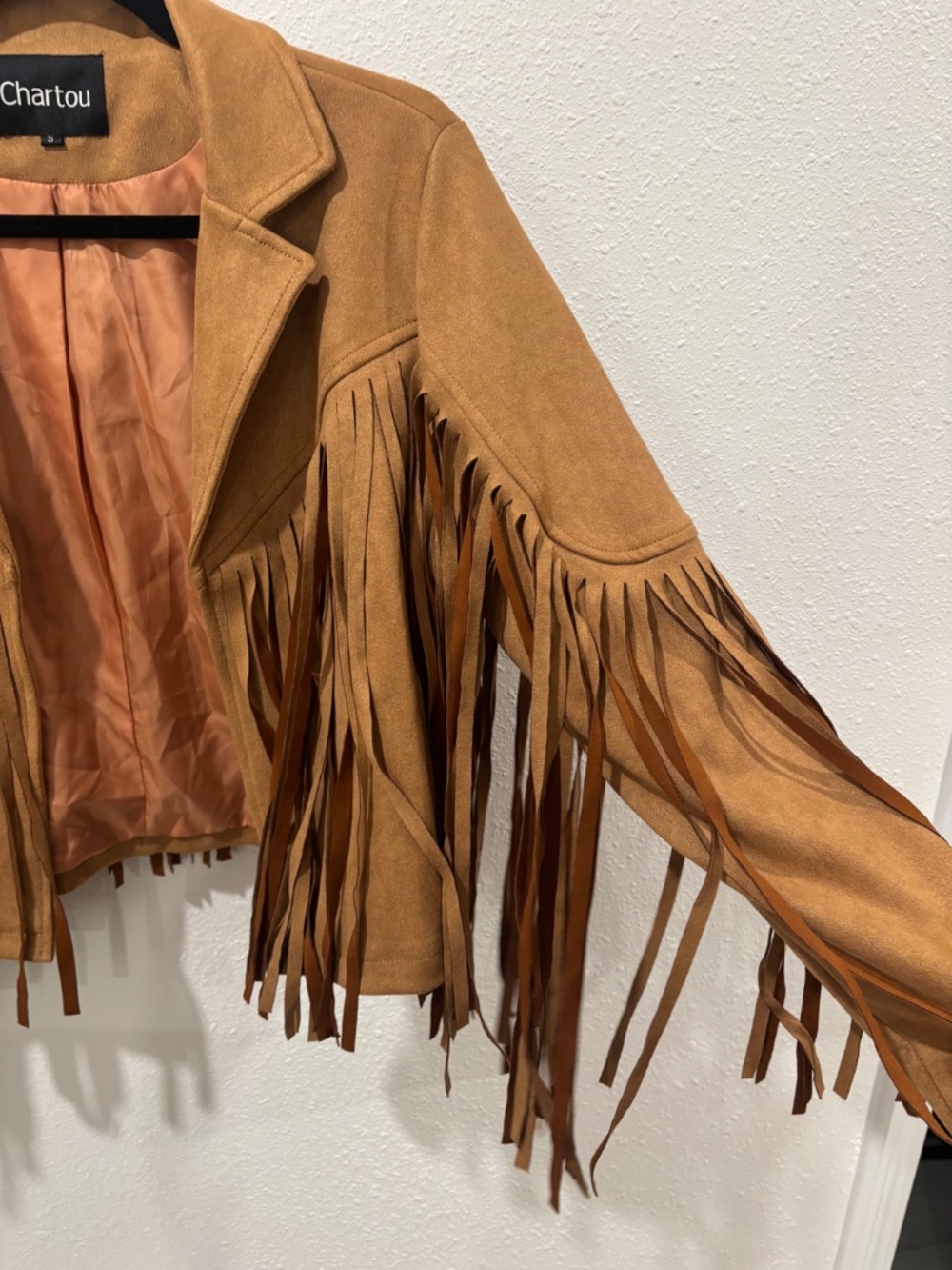 Chartou Faux Suede Cropped Western Fringe Jacket Small/Medium Cowgirl Festival - Picture 10 of 10